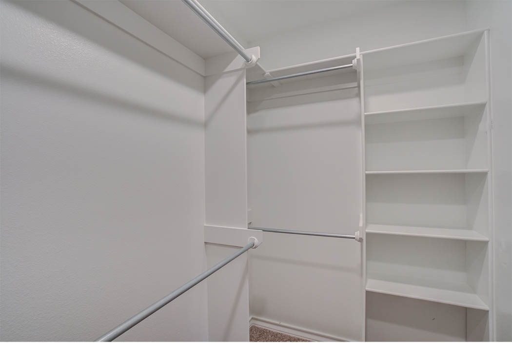 View of spacious master closet in new Lubbock, Texas home for sale.