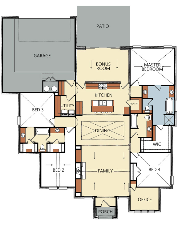Floorplan of gorgeous new home for sale in Lubbock, Texas.