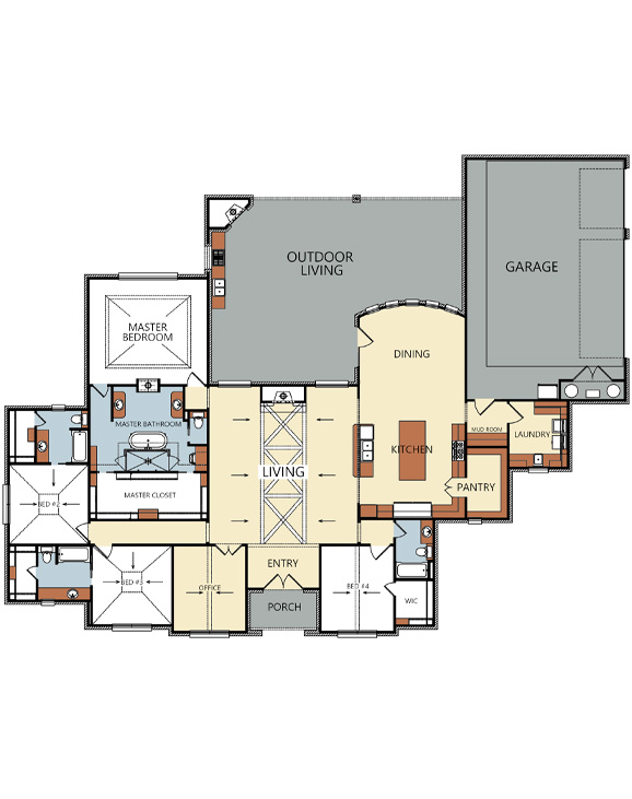 Floorplan of new home for sale, built by Sharkey Custom Homes in Stratford Pointe, Lubbock, Texas.
