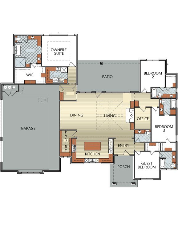 Floorplan of new home for sale, built by Sharkey Custom Homes in Lubbock, Texas.