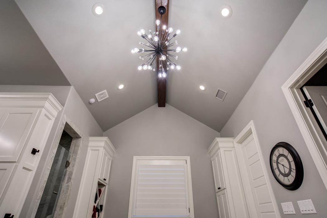 Beautiful ceiling example in home built by Sharkey Custom Homes in the Lubbock area.