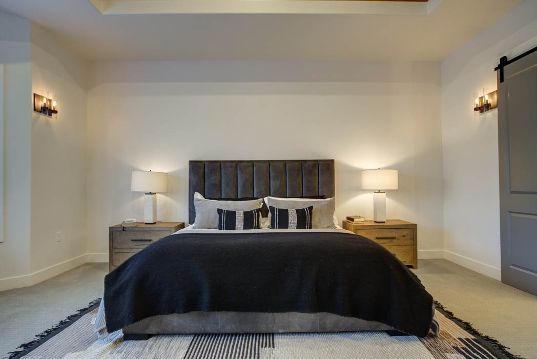Spacious master bedroom in custom home in Lubbock, Texas.