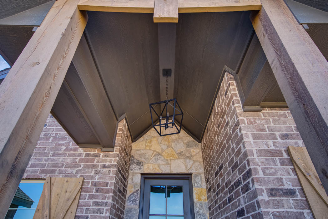 Detail of exterior entry in custom home, West Texas.