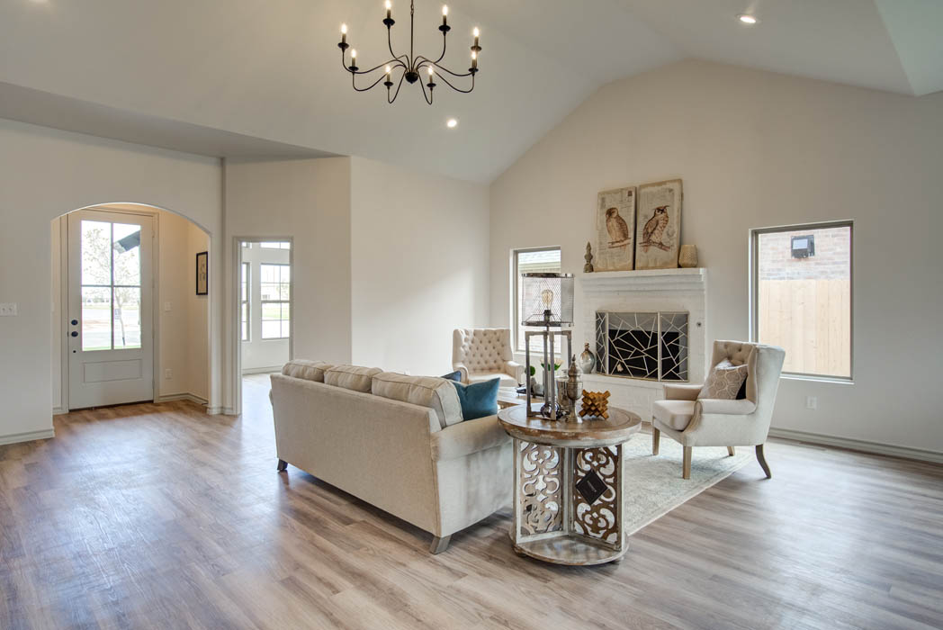 Beautiful living area in new home for sale in Lubbock, Texas.