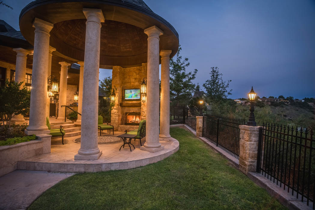 Great outdoor living space in West Texas home by Sharkey Custom Homes.