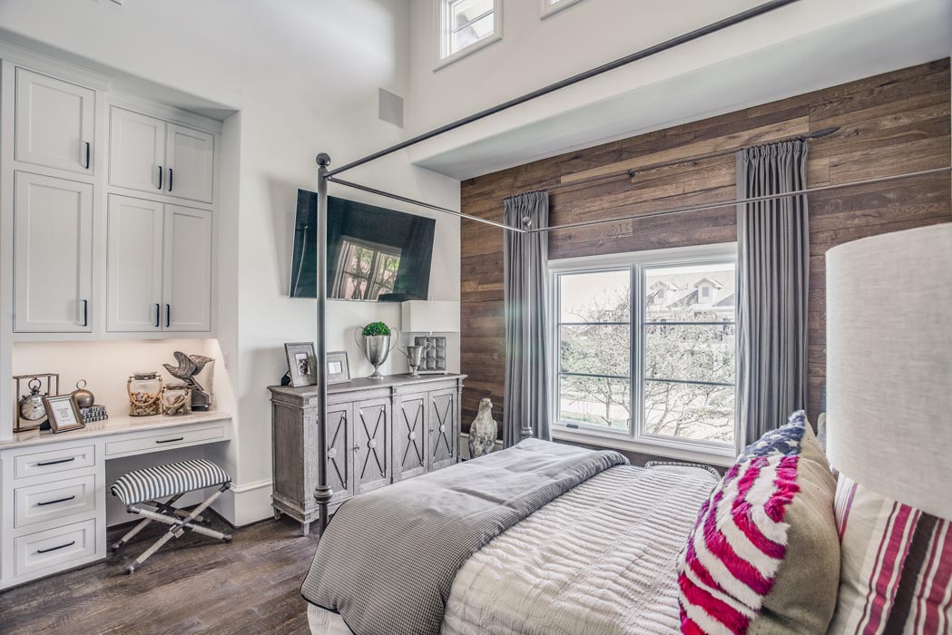 Spacious bedroom in custom home in Lubbock, Texas.