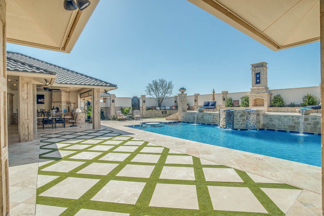 Great outdoor living space in West Texas home by Sharkey Custom Homes.