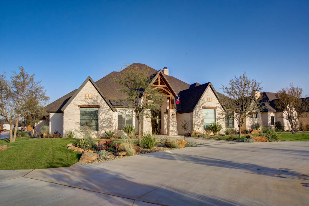 Alternate view of beautiful custom home exterior built in Lubbock, Texas.