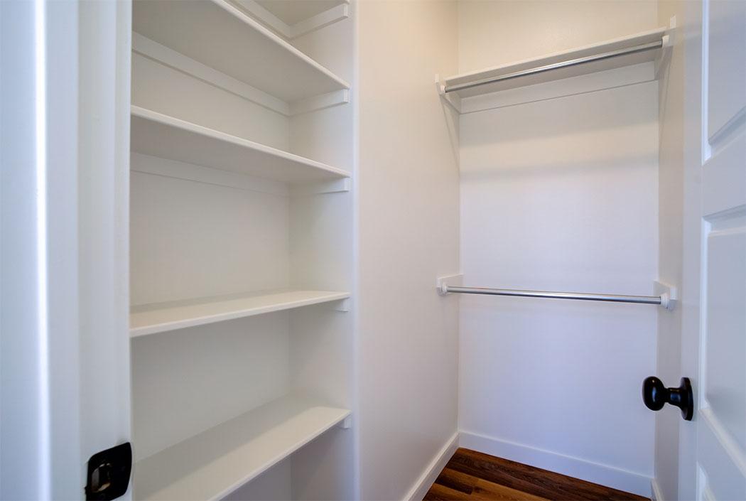 Spacious closet in home office in new home.