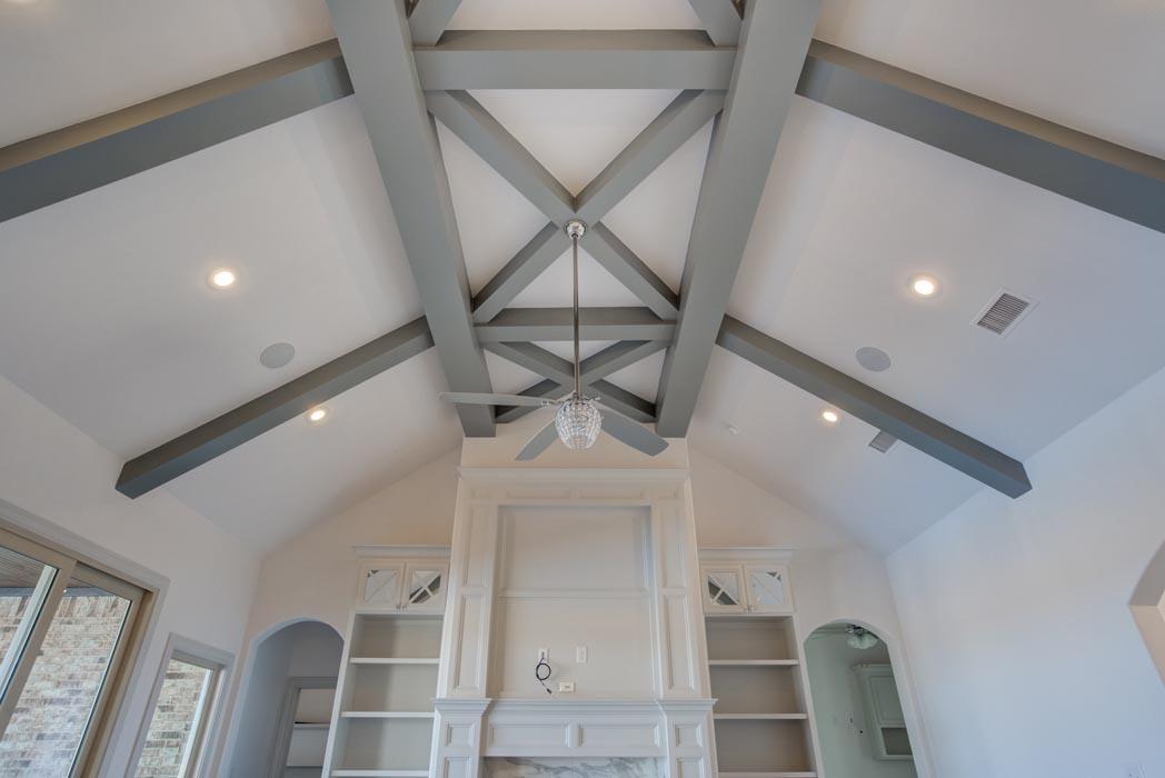 Beautiful ceiling example in home built by Sharkey Custom Homes in the Lubbock area.