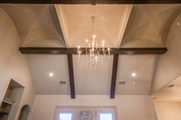 Detail of ceiling treatment in custom home in Lubbock, Texas.