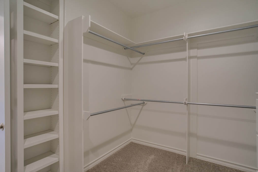 Spacious closet in new Lubbock, Texas home.