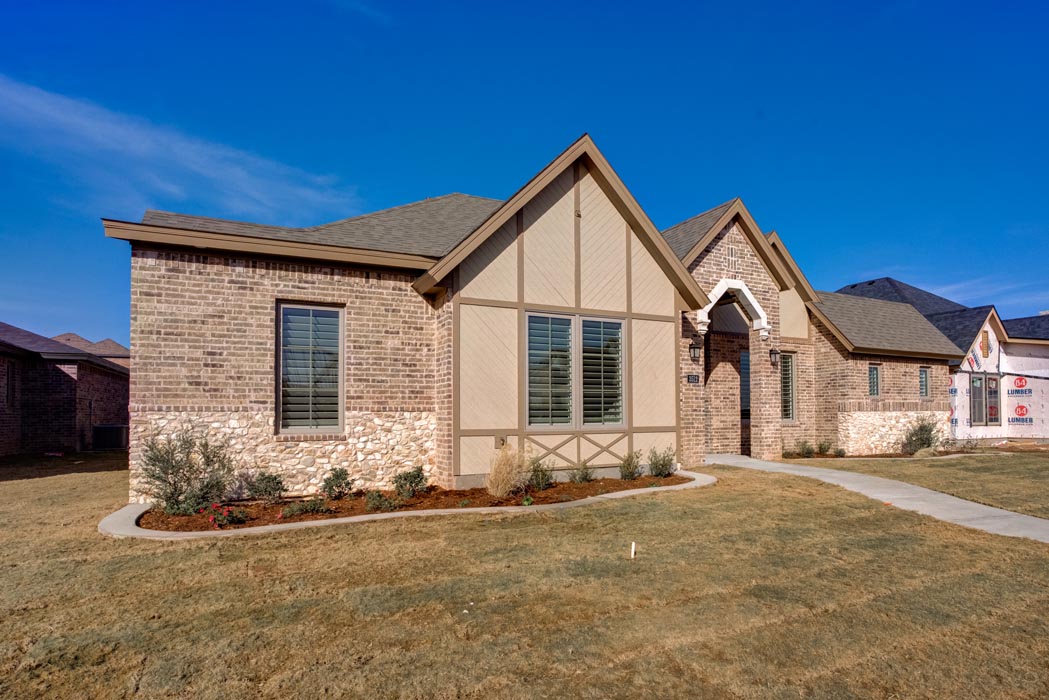 Exterior alternate view of beautiful new home in Lubbock, Texas.